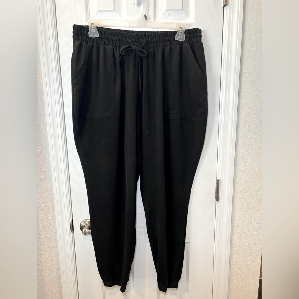 Black Relaxed Fit Trousers with Drawstring - Picture 1 of 1